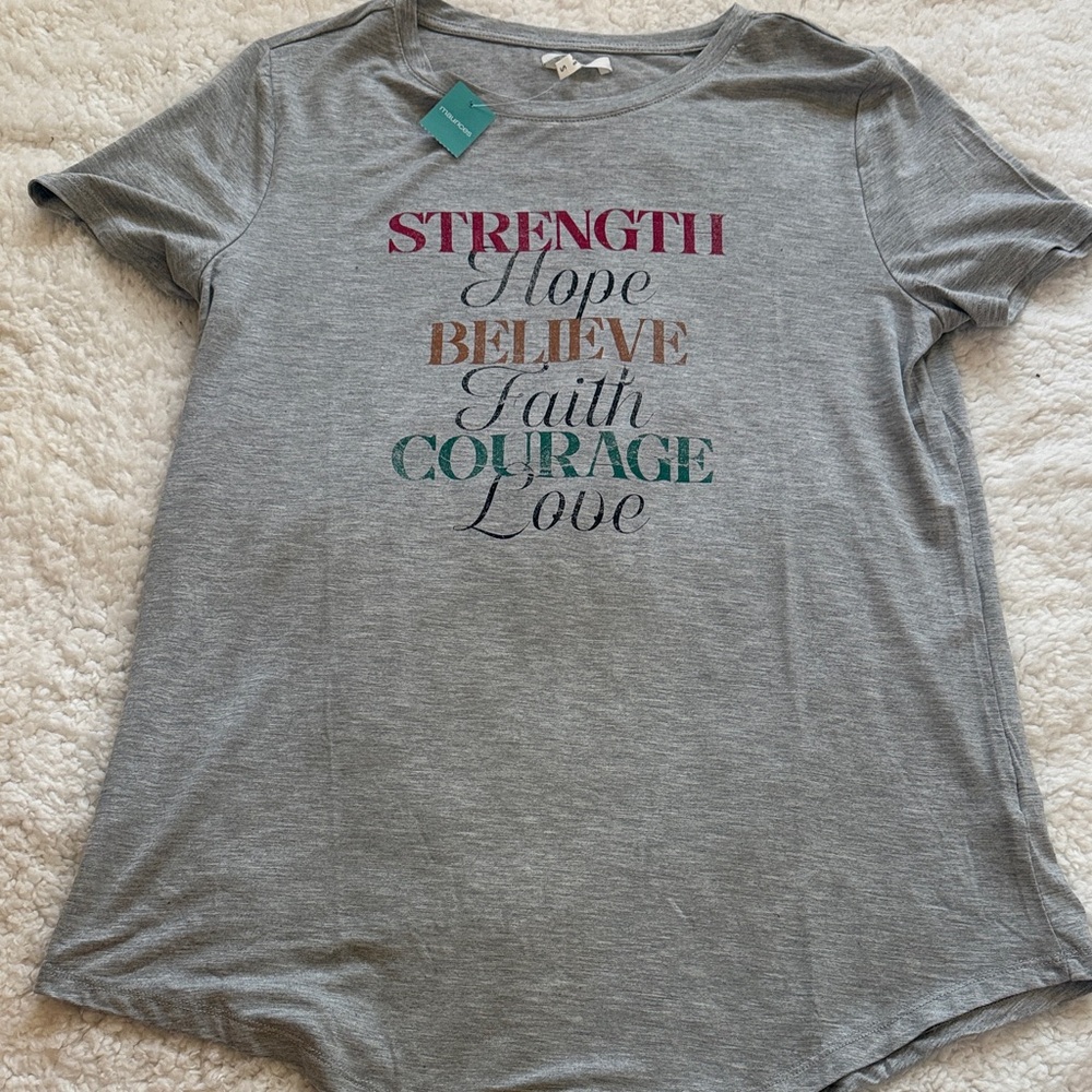 Maurices Gray Tee with Multicolor Inspirational Text